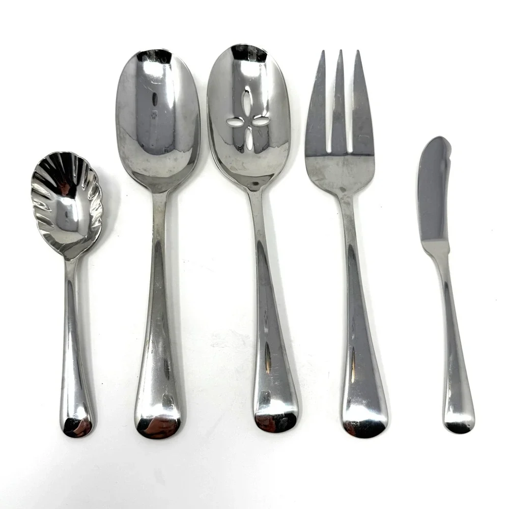 Oneida Chandler 18/10‎ Stainless Steel Serving Utensils Set Spoon Fork Knife